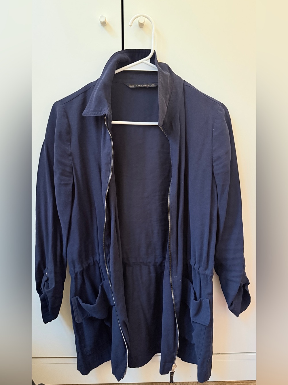 Zara Dark Navy Lightweight Zip Jacket